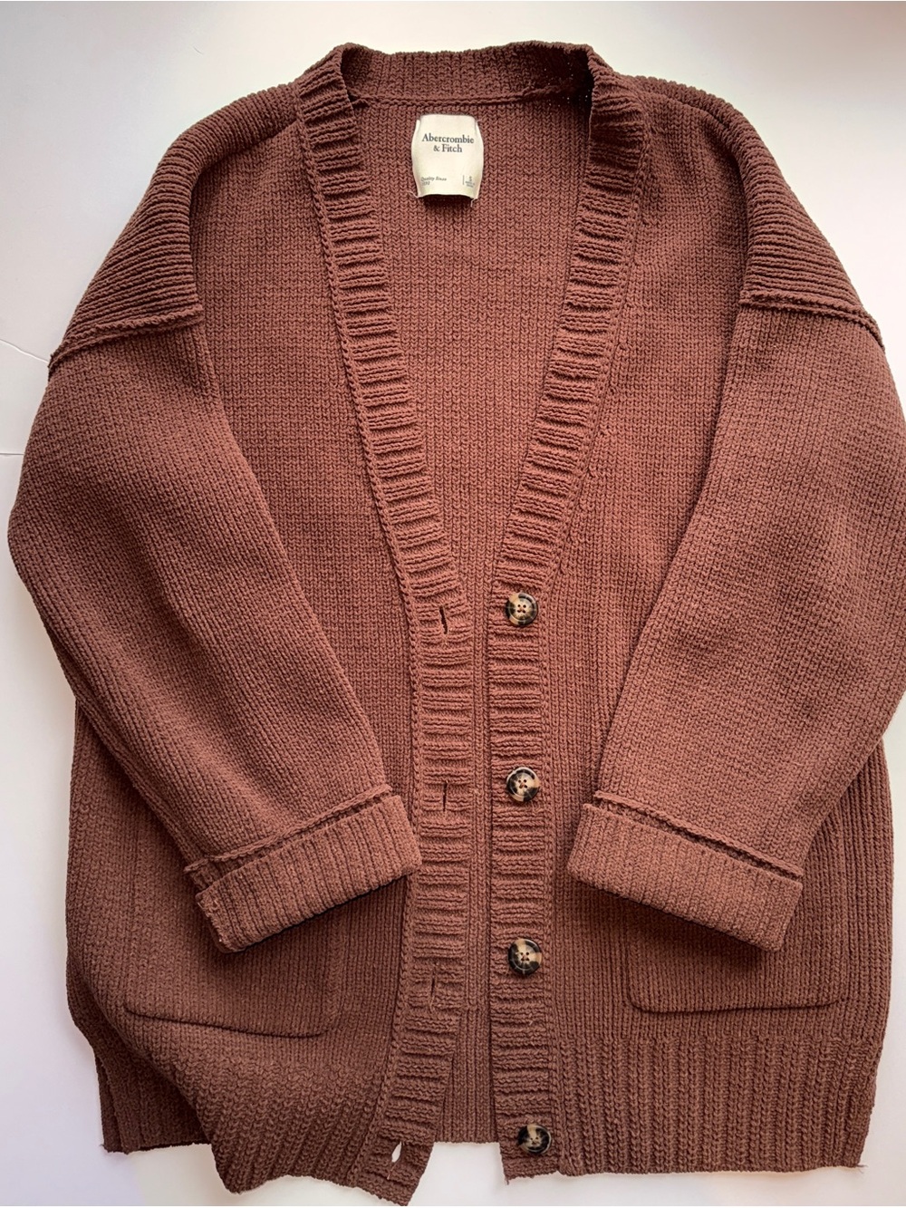 Abercrombie & Fitch Oversized Chunky Knit Cardigan- Brown